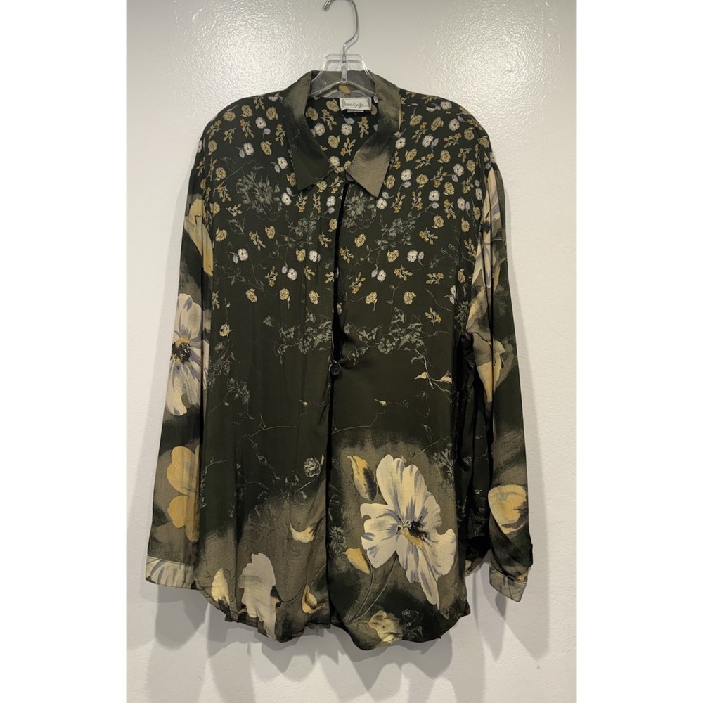 VTG Laura Kieffer Floral Print Two Button Cardigan Forrest Fairy‎ Cottage Blouse